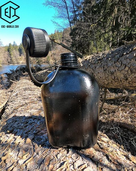 US Feldflasche, 1 l, schwarz-transparent